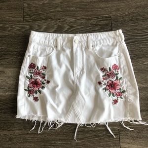 White Rose Embroidered Skirt